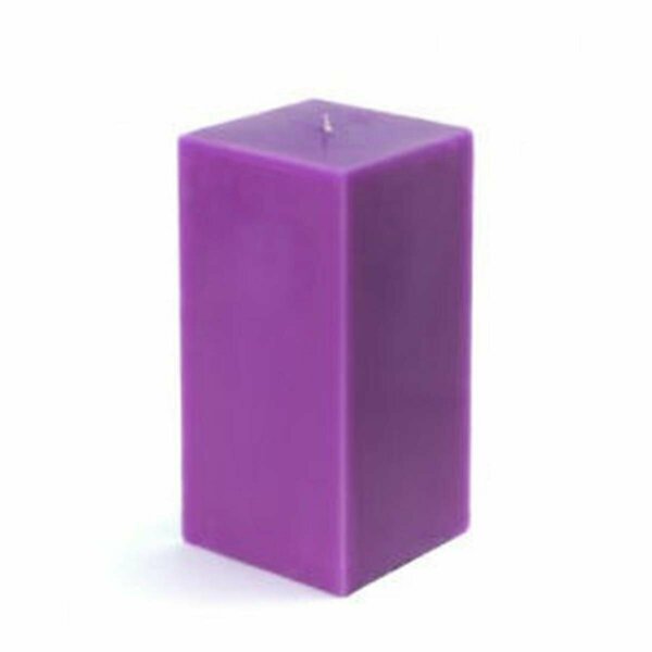 Zest Candle CPZ-146-12 3 x 6 in. Purple Square Pillar Candle, 12PK CPZ-146_12